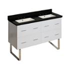 47.5-in. W Floor Mount White Vanity Set For 3h8-in. Drilling Black Galaxy Top Biscuit Um Sink