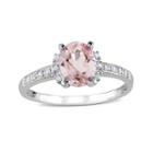 Genuine Morganite And Diamond-accent Sterling Silver Ring