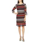 R & K Originals 3/4 Sleeve Lace Stripe Shift Dress