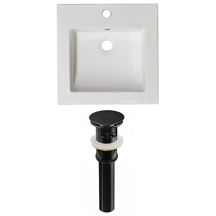 21.5-in. W 1 Hole Ceramic Top Set In White Color -overflow Drain Incl.