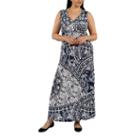 24/7 Comfort Apparel Indigo Seas Maxi Dress-plus