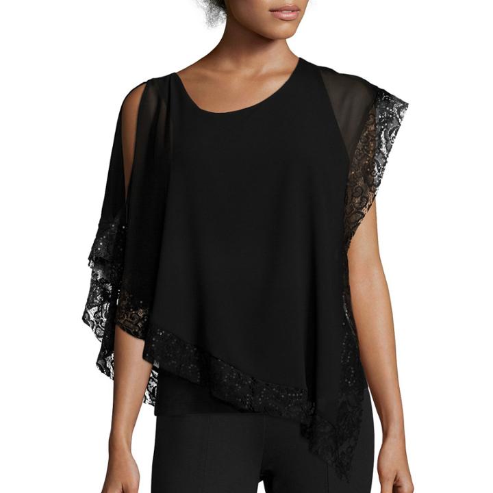 By & By Sleeveless Asymmetrical-hem Cold-shoulder Top