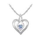 Love In Motion&trade; Simulated Aquamarine And Diamond-accent Heart Pendant Necklace