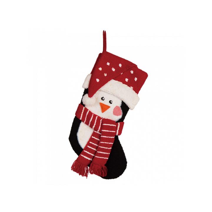 Glitzhome 3d Penguin Hooked Christmas Stocking