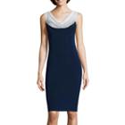 Jackie Jon Caviar Beaded Cowl Sheath Dress