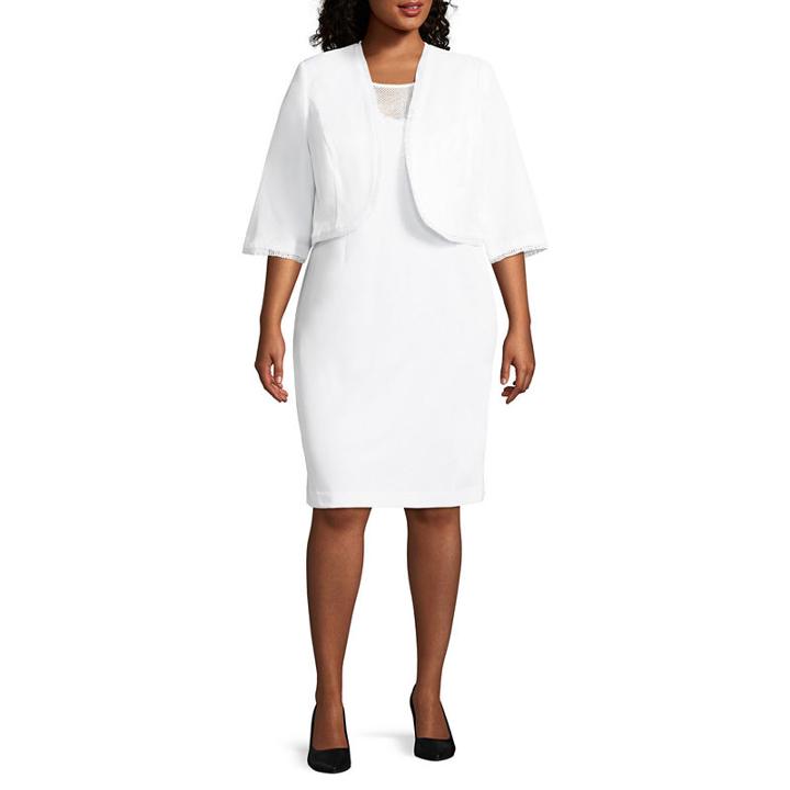 Maya Brooke Sleeveless Embellished Jacket Dress-plus