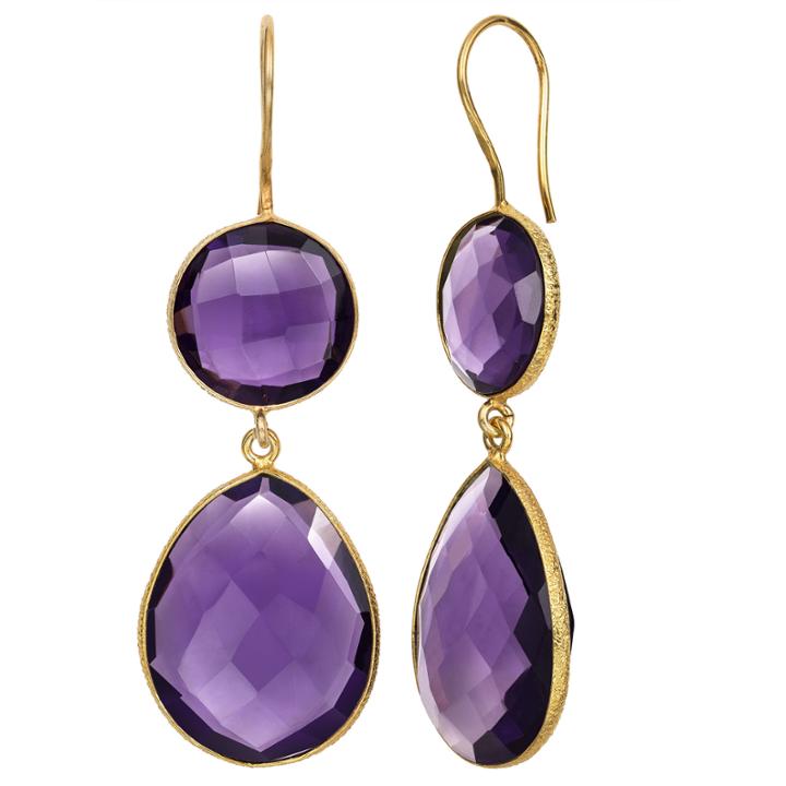 Purple Quartz 14k Gold Over Silver Drop Earrings