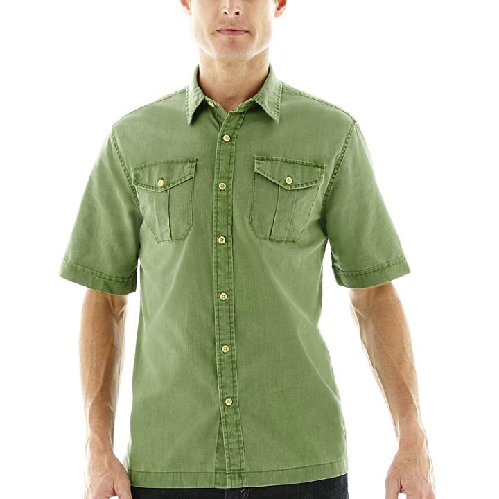 St. John's Bay Short-sleeve Crosshatch Woven Shirt