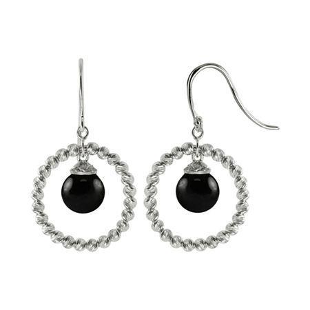 Sterling Silver Black Onyx Sparkle Bead Earrings