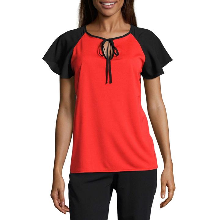 Worthington Short Sleeve V Neck T-shirt-womens