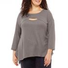 3/4 Sleeve Peekabo Pullover-plus