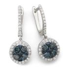 1 Ct. T.w. Blue & White Diamond Flower Earrings