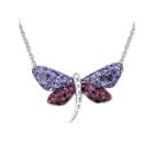 Sterling Silver Blue & Purple Crystal Dragonfly Pendant Necklace