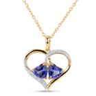 18k Gold Over Silver Purple And White Topaz Heart Pendant Necklace Featuring Swarovski Genuine Gemstones