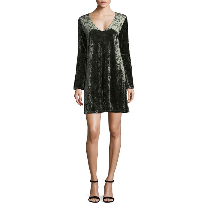A.n.a Bell Slv Crushed Velvet Dress Long Sleeve A-line Dress