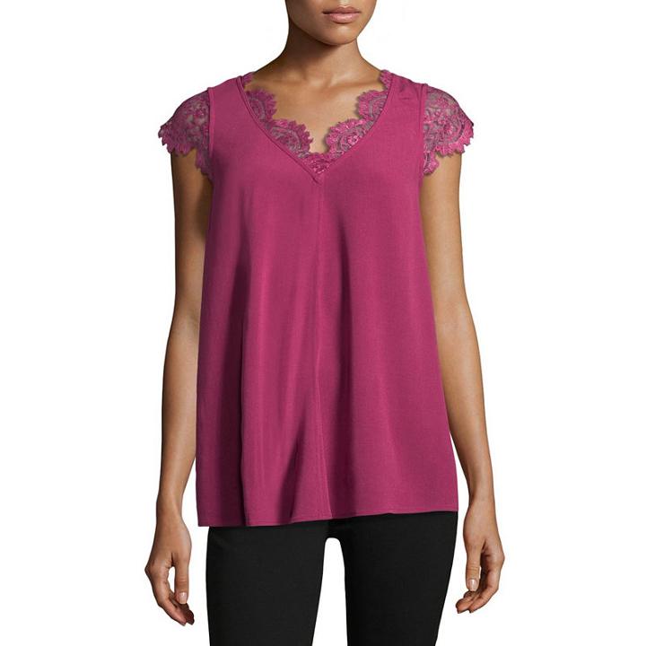 Libby Edelman Lace Trim Swing Top