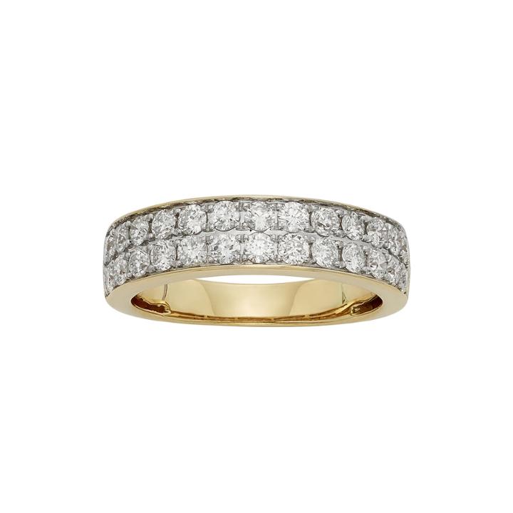 1 Ct. T.w. Certified Diamond Double-row Yellow Gold Wedding Band
