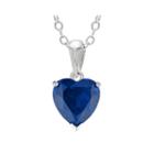 Heart-shaped Lab-created Sapphire Sterling Silver Pendant Necklace