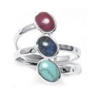 Women's Simulated Red Jasper, Turquoise, And Sodalite Silver-plated Brass Ring