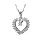Diamonart Cubic Zirconia Sterling Silver Openwork Baguette Heart Pendant Necklace
