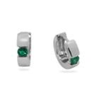 Lab Created Green Emerald Sterling Silver 13.7mm Hoop Earrings