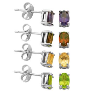 Sparkle Allure 4-pc. Multi Color Silver Over Brass Earring Sets