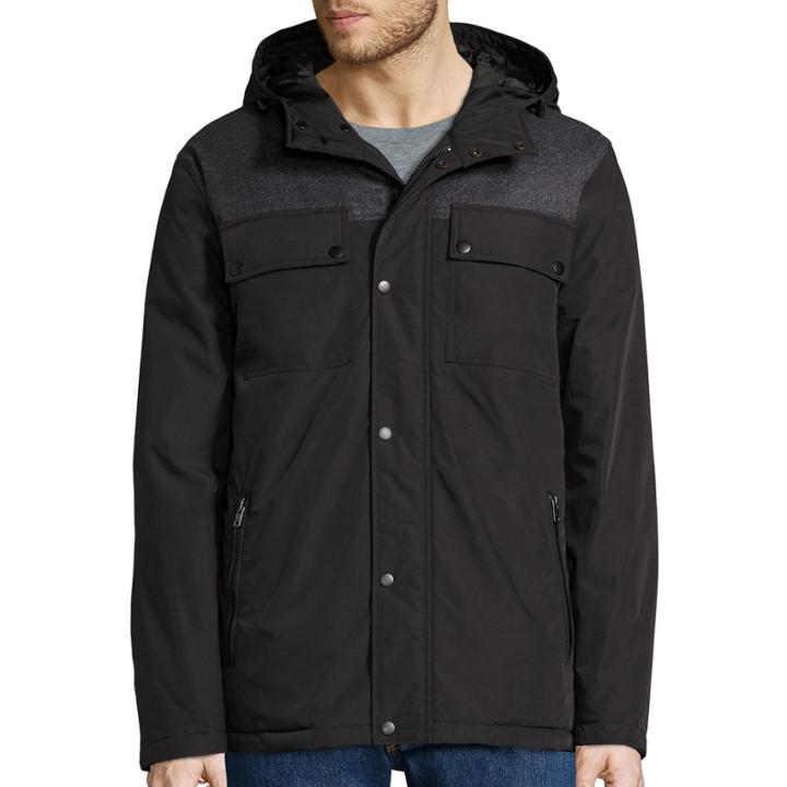 Claiborne Hooded Mixed Media Puffer Jacket
