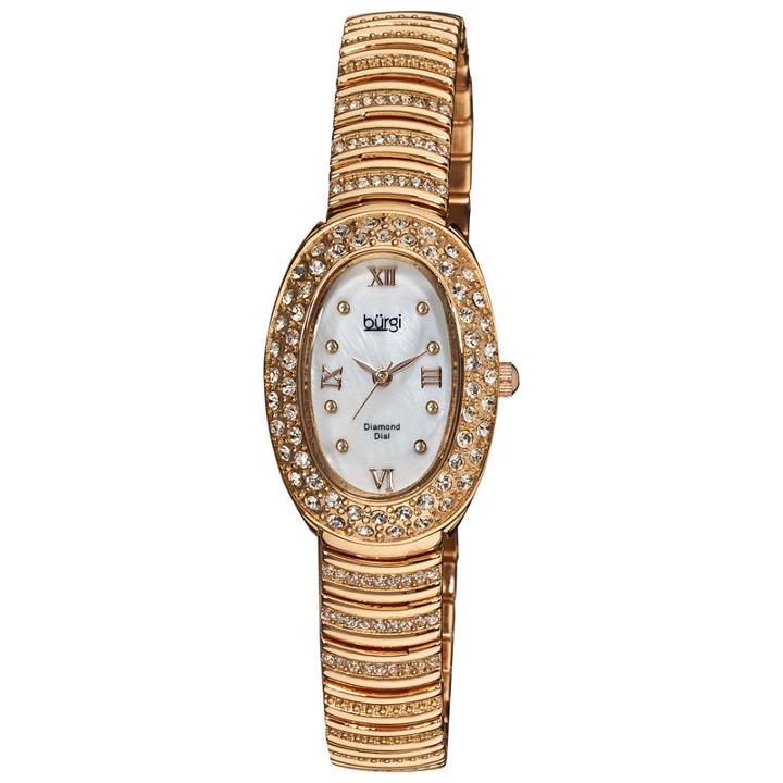 Burgi Womens Rose Goldtone Strap Watch-b-070rg