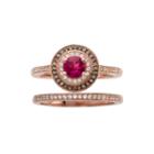 Lead Glass-filled Ruby And 1/3 Ct. T.w. Diamond 10k Rose Gold Ring Set