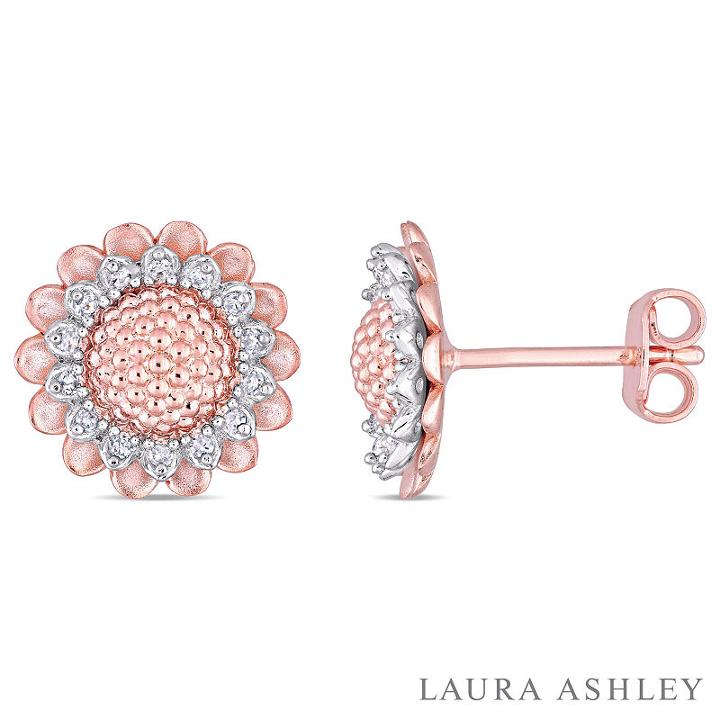 Laura Ashley 1/7 Ct. T.w. Round White Diamond Stud Earrings