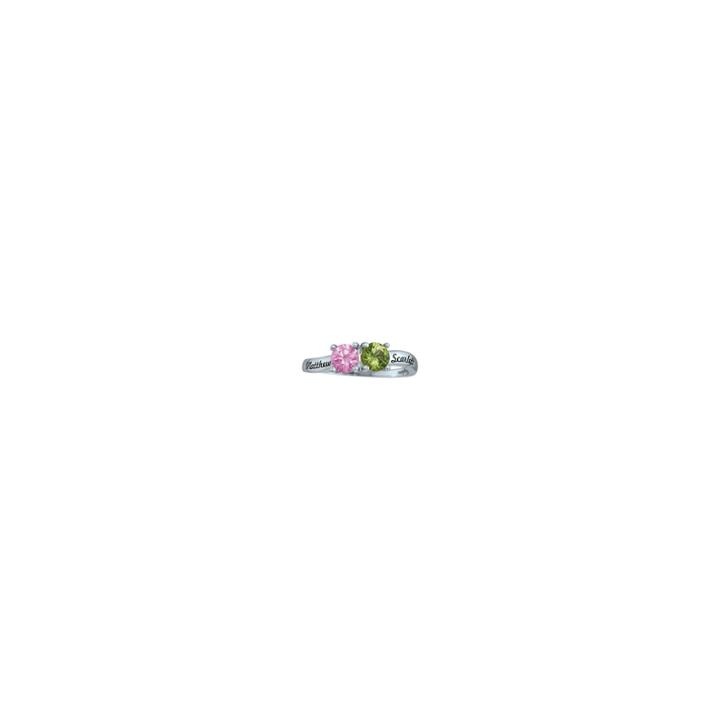 Personalized Simulated Birthstones Couples Ring