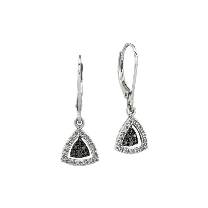 1/5 Ct. T.w. White And Color-enhanced Black Diamond Sterling Silver Triangle Drop Earrings