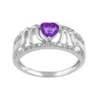 Genuine Amethyst And White Sapphire Mom Ring