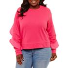 Project Runway Long Sleeve Round Neck Woven Blouse-plus