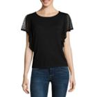 Wallflower Short Sleeve Crew Neck Jersey Blouse-juniors