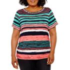 Lark Lane Must Haves Short Sleeve Stripe T-shirt- Plus