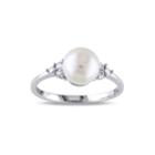 1/8 Ct. T.w. Diamond And Cultured Freshwater Pearl 10k White Gold Ring