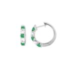 Green Emerald Sterling Silver Hoop Earrings