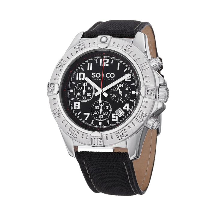 So & Co Ny Men's Yacht Club Leather Sport Quartz Watch J151p53
