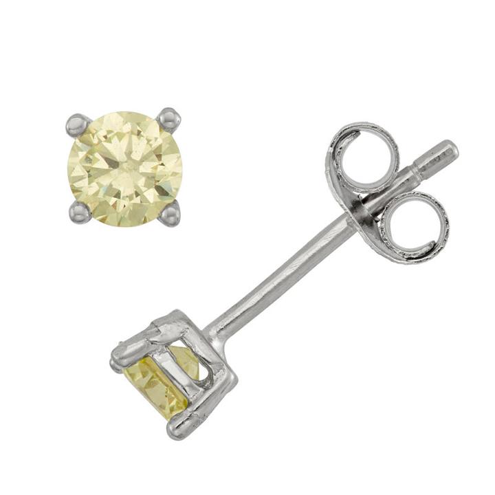 Lab Created Yellow Cubic Zirconia 4mm Stud Earrings