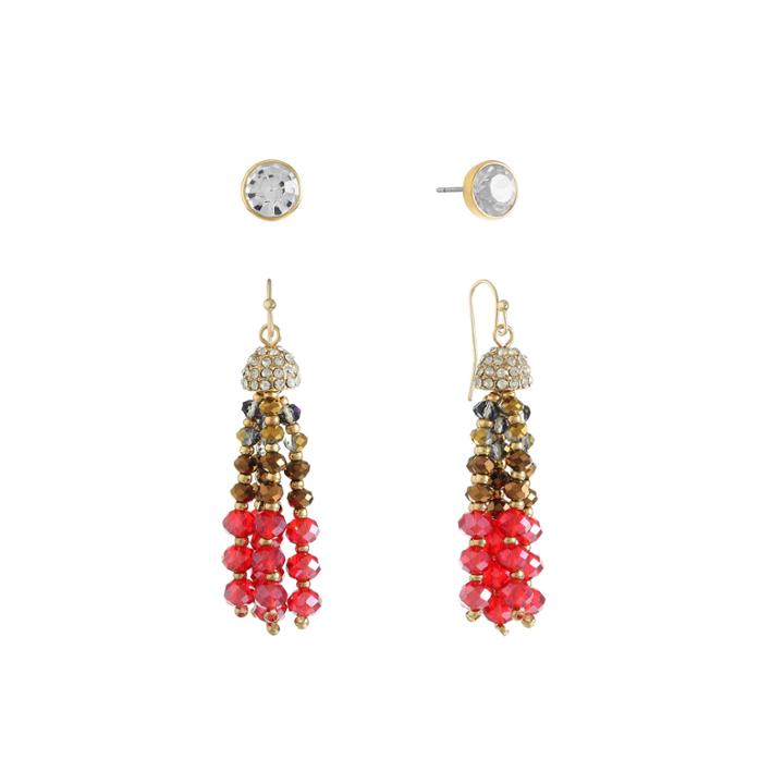 Liz Claiborne Womens 2 Pair Red Jewelry Set