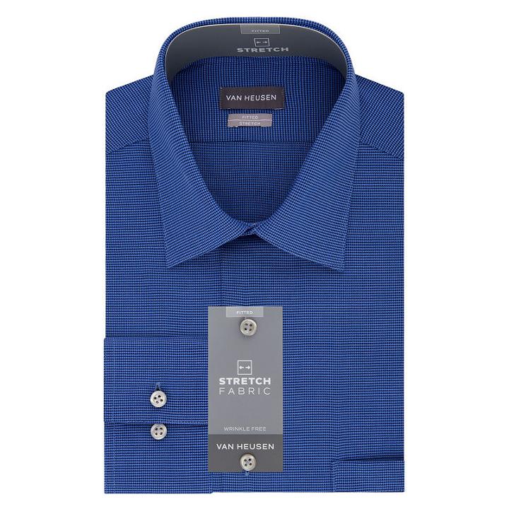 Van Heusen Vh Flex Cool Collar Long Sleeve Twill Pattern Dress Shirt