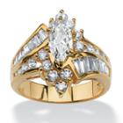 Diamonart Womens 3 1/4 Ct. T.w. Marquise White Cubic Zirconia 18k Gold Over Silver Engagement Ring