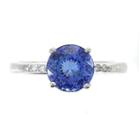 Womens Diamond Accent Blue Tanzanite Sterling Silver Cocktail Ring