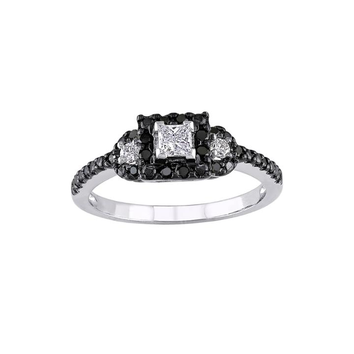 Midnight Black Diamond 1/2 Ct. T.w. White And Color-enhanced Black Diamond Ring