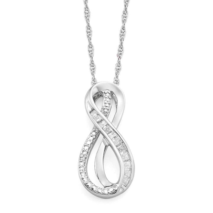 Infinite Promise Womens 1/10 Ct. T.w. White Diamond Sterling Silver Pendant Necklace