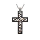 Mens Multicolor Stainless Steel Cutout Cross Pendant Necklace