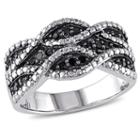 Womens 1/4 Ct. T.w. Diamond Black Sterling Silver Cocktail Ring