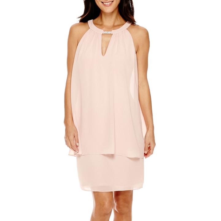 Jessica Howard Sleeveless Rhinestone Detail Trapeze Dress
