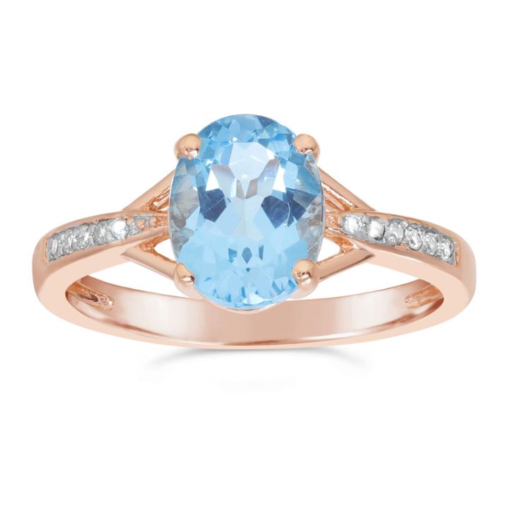 Womens Diamond Accent Genuine Blue Topaz Gold Over Silver Cocktail Ring